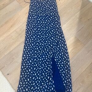 Reformation blue and white bustier top midi dress - size 8